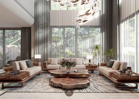 Sofa gỗ óc chó SF - 48